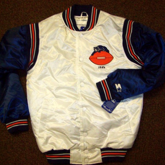 CHICAGO BEARS Starter WHITE & BLUE Jacket  3X 4X - Picture 7 of 12